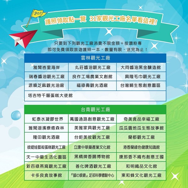 雲林x台南31家觀光工廠旅遊護照、雲林觀光工廠旅遊護照、觀光工廠旅遊護照、觀光工廠旅遊護照那裡拿、雲林一日遊、雲林免費景點、雲林室內景點、雲林親子旅遊推薦、特色觀光工廠